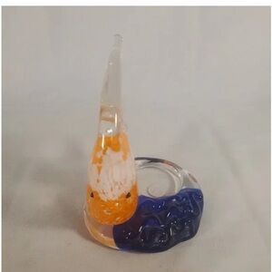 Partylite Orange Angel Fish Tealight Candle Holder Glass Summer Art RETIRED